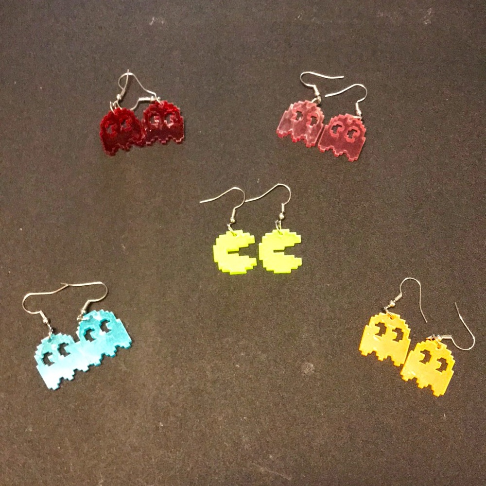 Pac-Man Acrylic Earrings